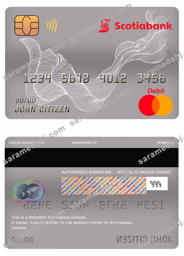 Canada Scotiabank mastercard debit card